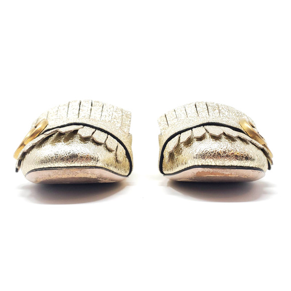 Gucci Shoes GG Marmont GG Logo Gold Metallic Loafers Flats EU 38.5 - Picture 11 of 11